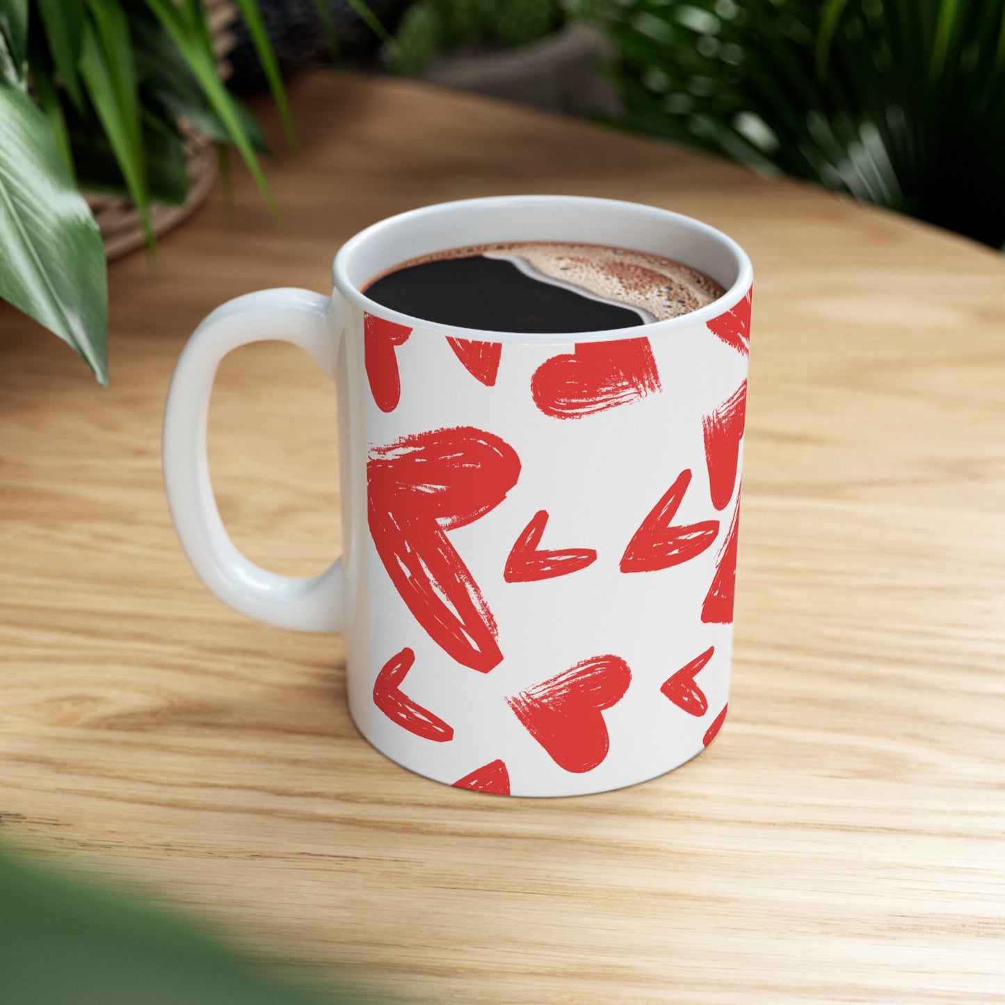 Scribble Heart Design Ceramic Mug 11oz