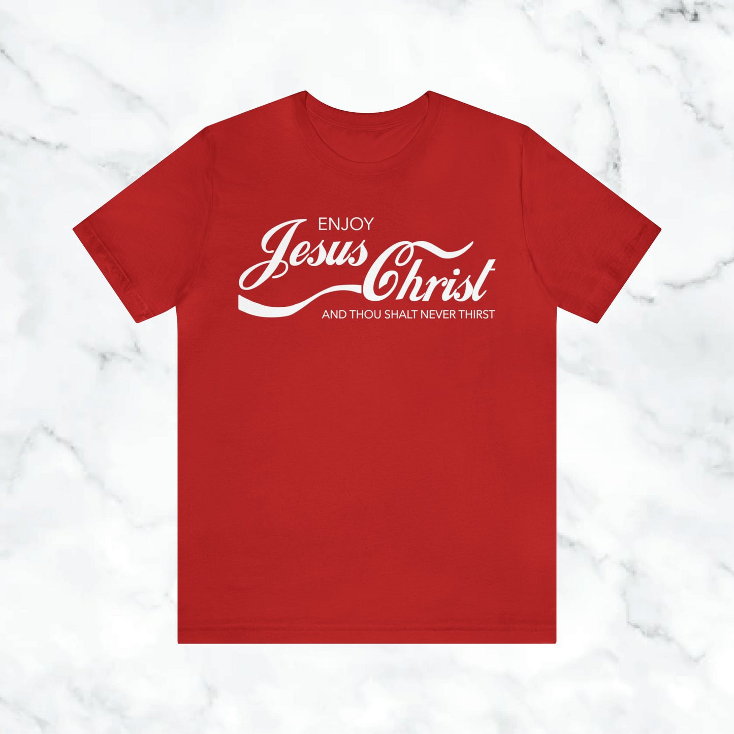 "Enjoy Jesus Christ And Thou Shalt Not Thirst" Unisex Jersey Short Sleeve Tee/ Jesus Christ Shirt/Coca Cola Shirt/ Hebrew Israelite Attire