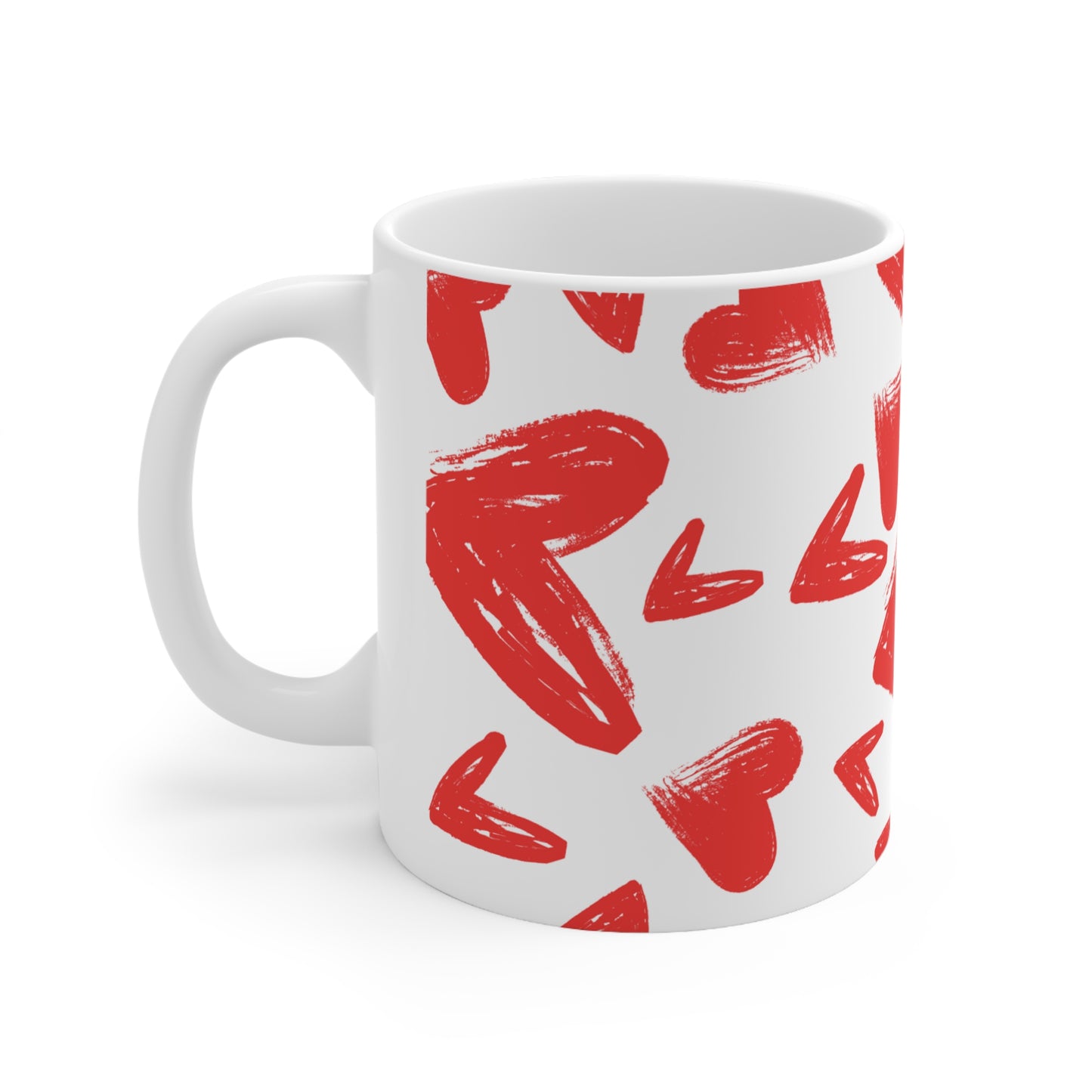 Scribble Heart Design Ceramic Mug 11oz