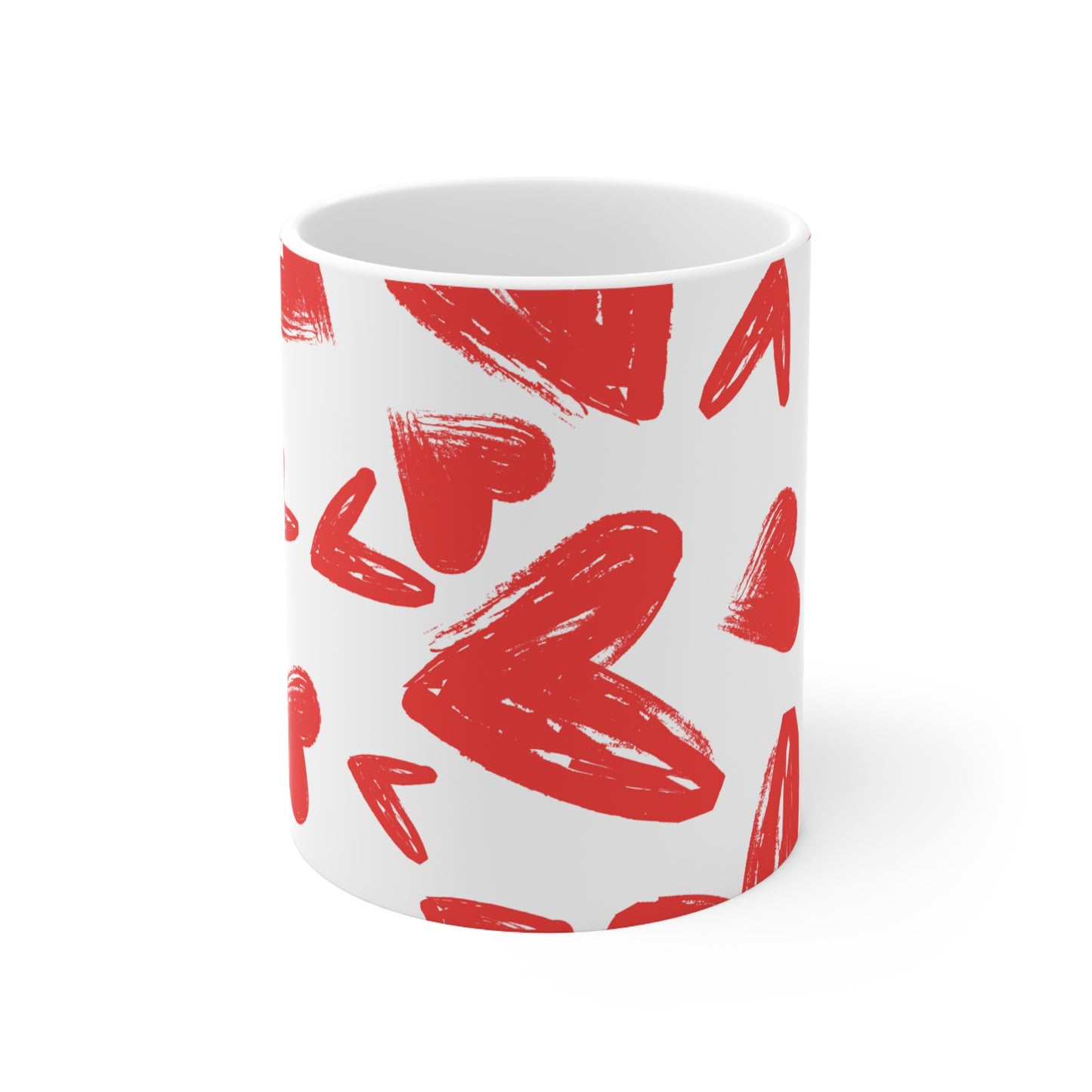 Scribble Heart Design Ceramic Mug 11oz