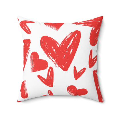 Heart Design Spun Polyester Square Pillow/ Valentine's Day Gift Pillow