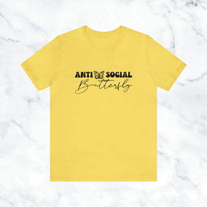 "Anti Social Butterfly" Unisex Jersey Short Sleeve Tee